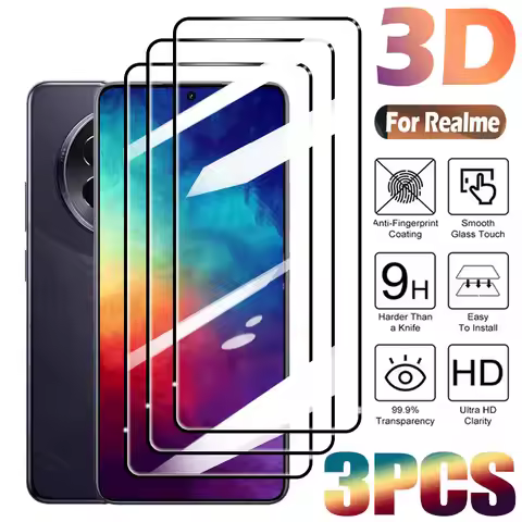 3Pcs Full Cover Screen Protector For Realme GT 2 3 5 6 Neo Tempered Glass OPPO Realme X2 Pro X3 X7 M