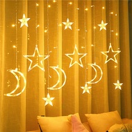 【COD + Ready Stock】Ramadan Solar LED Star Curtain String Lights Hari Raya Home Outdoor Decoration