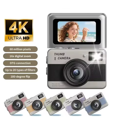 SKIG 4K Mini Camera Thumb Camera 1.47 Inch Flip Screen CCD Camera One-Touch Photo Digital Camera HD 