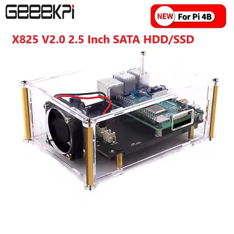 Raspberry Pi X825 V2.0 Version 2.5 Inch SATA HDD/SSD Storage Expansion Board Acrylic Case for Raspbe