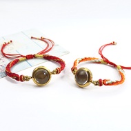Crystal glass locket bottle Gau box, empty box bracelet Tibetan-style colorful rope hand-woven cycle