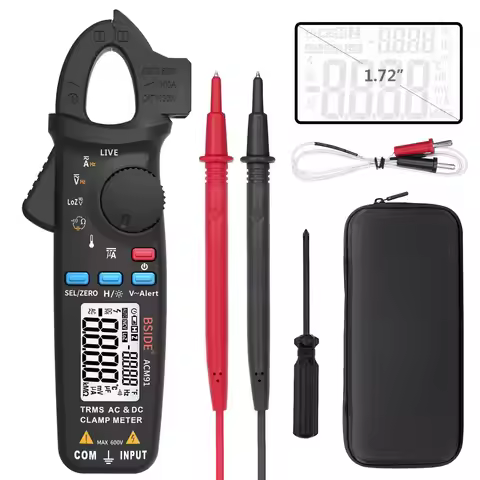 Bside ACM91 1mA Clamp Meter DC/AC Current True RMS Auto-Ranging 6000 Counts Multimeter Live Check V-