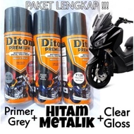 Pylox Diton Premium 400ml Primer Grey 9120 + Black Metallic 9239 + Clear 9128, Black Metallic Glossy