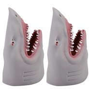2X Plastic Shark Hand Puppet for Story Tpr Animal Head Gloves Kids Toys Gift Animal Head Figure Vivi