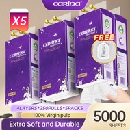 【5 Pek】 Carina Wall Hanging Tissue 4-Ply 250Pulls Soft Deluxe Facial Tissue Tisu Gantung Viral 5000S