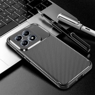 Sợi Carbon Vỏ điện thoại họa tiết cho Xiaomi 14 t Pro 5g cao su mềm TPU chống sốc Bìa Xiaomi 14t xio