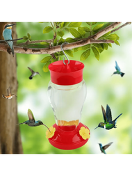 具蟻道設計的蜂鳥餵食器,戶外懸掛式蜂鳥餵食器,提供3個進食孔,防漏,易於清潔和補充,適用於花園後院的鳥類飼料器