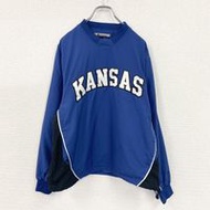 90年代古著Champion套頭夾克，復古學院風，藍色，小號