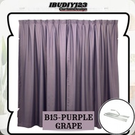 B15 Ready Made Curtain 100%Blackout SiapJahit Langsir (Hook/Cangkuk)Langsir Blackout Kain Tebal Warna Purple Grape