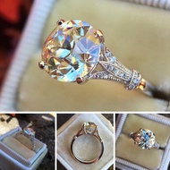 18K White Gold 3Ct Round Moissanite Solitaire Engagement Ring Bridal Wedding Jewelry Gifts