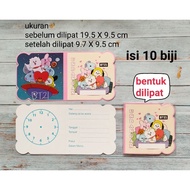 Foldable birthday invitation card containing 10 sheets of bt21 bt 21 characters