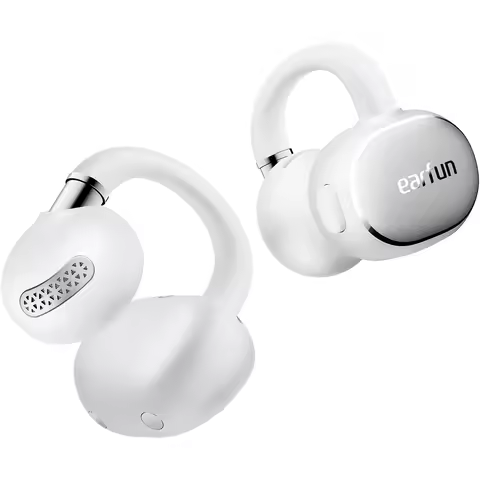 EarFun Clip 2 Open Ear Earbuds, Clip On Headphones, AI Translation Earbuds, LDAC, Hi-Res Audio, Blue