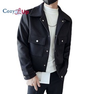 Cozy Up แขนยาวเครื่องบินทิ้งระเบิดแจ็คเก็ตผู้ชายกระเป๋าสีทึบตกแต่ง Snaps