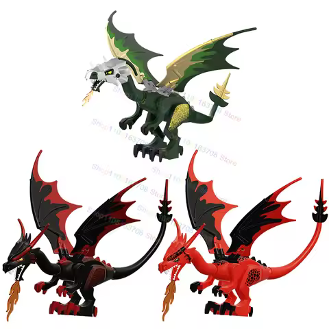 W1501 HOT Green Dragon Building Blocks Black Dragon fire wings Action Figures Models Accessory Puzzl