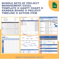 Bundle Sets of Project Management Excel Template & Gantt Chart & Kanban Board & Project Timeline & A