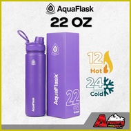 ● ☇◑ ◮ AQUAFLASK (22 OZ) Wide Mouth with Spout Lid Vacuum Insulated Stainless Steel Drinking