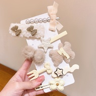 Set of 8 Pretty Barbie Dopamine Pink/Cream Bangs Hair Clips Y2K K364