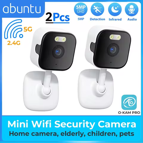 2PCs 5MP Mini 2.4G/5G Wifi Camera Indoor Color Night Vision Human Detection Alert Home Security Came