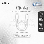 TERLARIS [GARANSI 3 TAHUN] APPLY - MFI CABLE ONLY LIGHTNING 60W FOR IPHONE 8 XR 11 12 13 14 MFI CERT