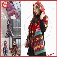 Yirepny Womens Ethnic Style Geometric Pattern Hooded Cloak Long Cape Shawl Scarf Poncho
