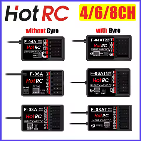 HOTRC 4CH 6CH 8CH Gyro Receiver F-04AT/F-06A/F-06A/F-08A/ F-08AT/ Voltage Return for CT-8A CT-6B Tra