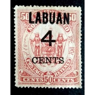 North Borneo 1899 Overprint Labuan 4 CENTS On 50c Coat Of Arms - 1pc MNG Stamp / Setem
