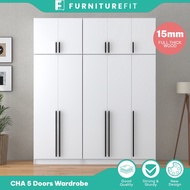 FurnitureFit 5X8FT 5 DOORS WARDROBE WITH TOP / Almari baju /Kabinet baju / Almari Putih Besar