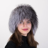 Real Silver Fox Fur Hat Women's Beanie Fur Hat Winter Russian Fur Hat Wool Hat