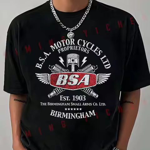 Motorbike Ly Licensed BSA Motorcycles Vintage 1903 T-Shirt Summer Short-sleeved Casual Tee Men Stree