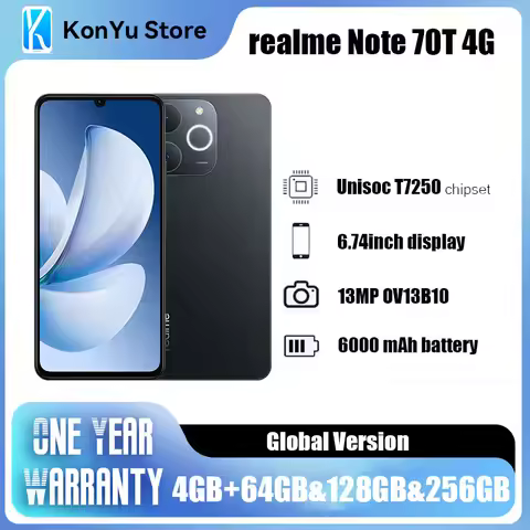 realme Note 70T 4G Smartphone 6.75inches 90Hz Screen 6000mAh Battery 4GB RAM 64GB 128GB 256GB 13MP A