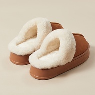 UTUNE Thick-soled Plush Slippers For Women Autumn Awinter Indoor Cotton Slippers For Warm Outdoor We
