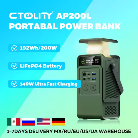 CTOLITY AP200L 192WH Portable Power Station PowerBank 200W 60000mAh LiFePo4 Batteries Solar Generato