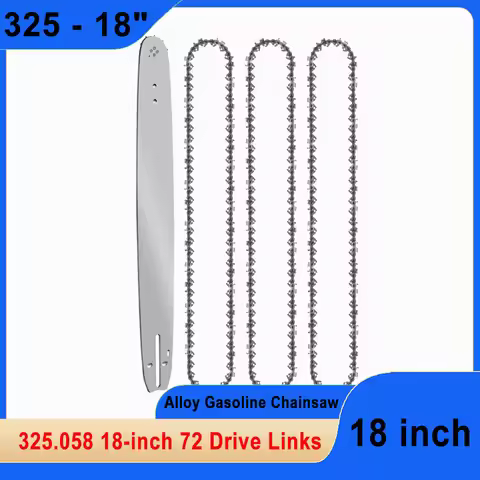 18" Chainsaw Chain 72 Drive Links 0.325" Pitch 0.058" Guide High-quality Alloy Rounded Cutters 18 in