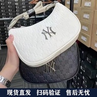 MLBˉ Official NY New version underarm NY retro old embossed French stick bag denim girl Hyuna same s