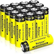 AA Batteries, Pack of 16, 2600 mAh AA Batteries, Rechargeable, NI-MH Rechargeable Batteries AA, High