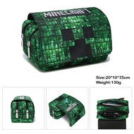 กระเป๋าใส่ดินสอ Minecraft กระเป๋าใส่เครื่องเขียน creeper มีฝาพับความจุขนาดใหญ่สองชั้น