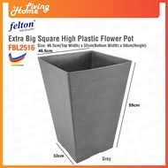 Extra Big Square High Plastic Flower Pot Diameter 46cm High 59cm Felton FBL2516 Flower Pot
