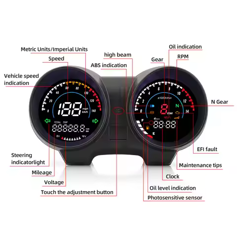 LCD Digital Motorcycle Dashboard Tacho Gauge Fuel Meter Speedometer With Turn Signal Light For Brazi