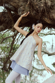 Emwear Set Áo Yếm Gấm Quần Lụa Ngắn Tím Cao Cấp Mặc Tết Cho Nữ - Mơ