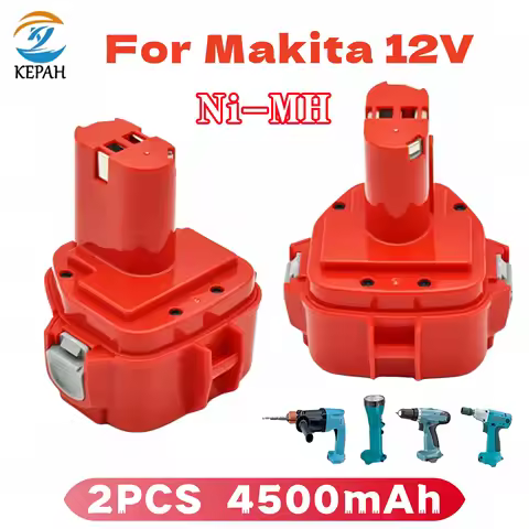 12V 4500mAh 2PCS Ni-Mh Battery | Fits Makita PA12 Series, Compatible with 1200/1220/1201/1222/1233SA