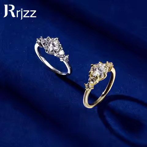 Rrjzz 1CT 6.5MM Certified Moissanite Engagement Ring for Women D Color VVS1 Round Cut Lab Imitation 