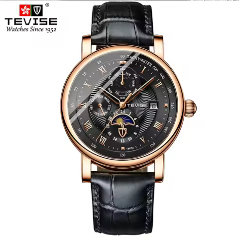 T867A TEVISE Automatic mechanical casual men's watch, tourbillon, fully automatic mechanical watch,