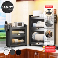Sancy 45cm/55cm 2 Layer Dish Drying Kitchen Rack with Drain Tray Utensil Organizer Rak Pinggan Denga