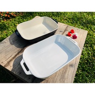 Large Ceramic Tray Baking Vegetable And Fruit Buffet With Handle Size 10x14 Inches Height 3