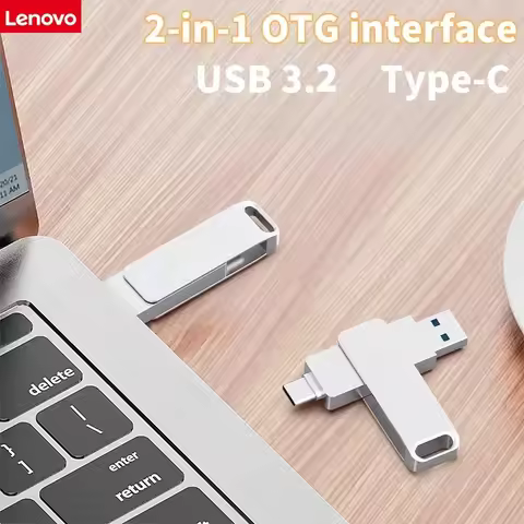 Lenovo 2-in-1 Type-C Flash Drive 16TB/2TB/1TB USB 3.0 Flash Drive Compatible with Mobile Phones/Comp