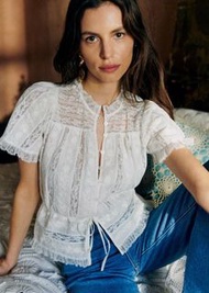 Sezane Shenali Shirt - white lace blouse