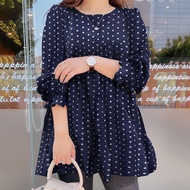 ZANZEA Women Polka Dots Round Neck Shirt Spring Long Sleeve Loose Casual Blouse Tops