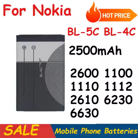 BL-5C BL-4C Battery For Nokia 2600 1100 1110 1112 2610 6230 6630 for Nokia 6100 6125 6136 6170 6300 