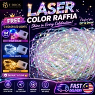 T-DBOX Laser Color Raffia | Gift Box Filler | FREE 1M LED Fairy Light | Holographic Wrapping