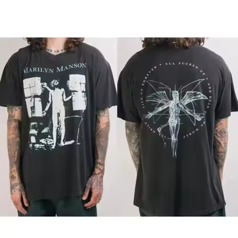 Gothic Top 1996 Marilyn Manson Antichrist Superstar Print Cotton T Shirt Graphic Sleeve Unisex Men W